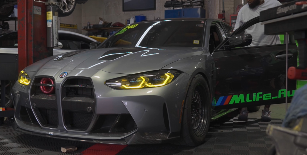 MLife gray BMW G80 M3 in the workshop